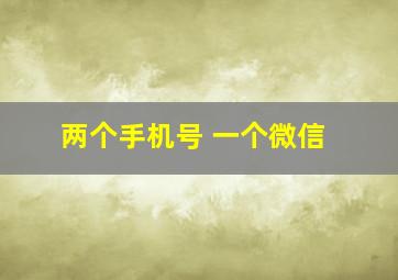 两个手机号 一个微信